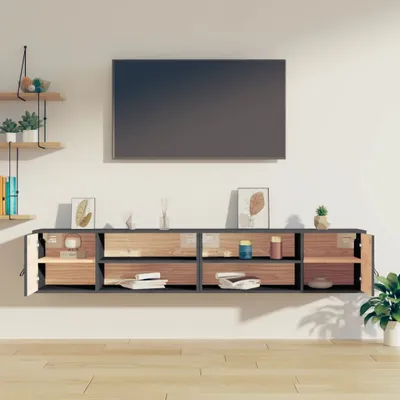 Obrázek produktu pro The Living Store Nástěnné skříňky 2 ks. Šedé 80x30x30 cm z masivního borovicového dřeva