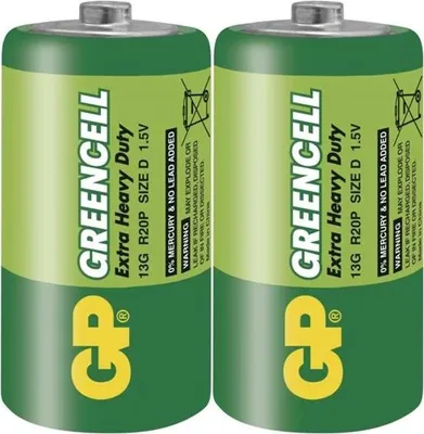 Obrázek produktu pro Zinkov baterie GP Greencell D, R20, 1,5V, 2 ks
