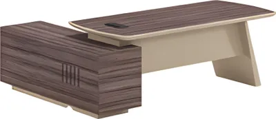 Produktbild von Schreibtisch Modern Beige Braun Holzoptik Mit Ablagefläche und Steckdose