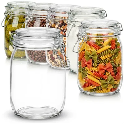 Produktbild von com-four® 6x Einmachgläser 1000 ml - Drahtbügelgläser mit Bügelverschluss