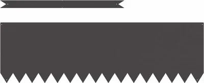 Two dark gray banners, one thin and one wide with a jagged bottom edge, are shown against a white background.