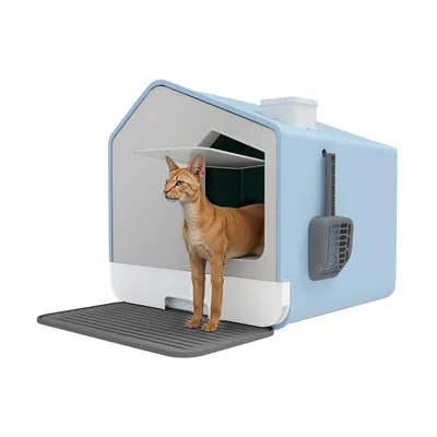 Produktbild von Katzenklo XXL katzentoilette mit Deckel Schublade und Matte, mit Schaufel, Katzen Toilette