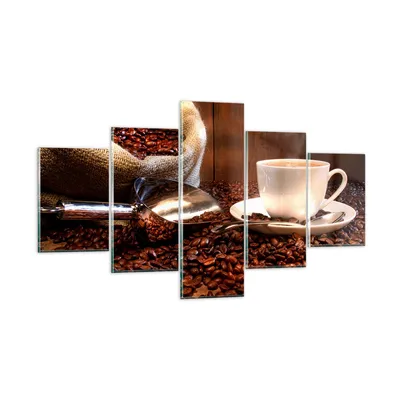 Produktbild von Bilder auf glas - Cup Samen Coffe - 125x70cm - Glasbilder - Wandbilder - Kunstdruck - zum Aufhängen bereit - Wanddekoration aus Glas - Glas Bilder - Wandbild auf Glas - 5 Teile - GEA125x70-0158