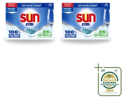 Produktbild von 2 x Sun All-in-1 Geschirrspültabs - Neutral - Vorratspackung - 2 Stücke