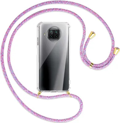 Produktbild von Handykette Backcover-Schutzhülle mit Band (Metall goldfarben) für Xiaomi Mi 10T Lite 5G - lila/rosa/blau