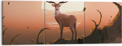 Produktbild von Bild auf Leinwand - Leinwandbild - Hirsch Geweih Hörner - 150x50cm - Wand Bild - Wanddeko - Leinwanddruck - Bilder - Kunstdruck - Wanddekoration - Leinwand bilder - Wandkunst - CA150x50-4091