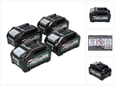 Produktbild von Makita Akku Set 4x BL 4040 40 V max. 4,0 Ah XGT Li-Ion Akku ( 4x 191B26-6 ) IP64 Schutzklasse mit LED Anzeige