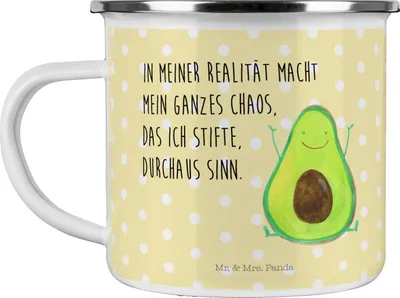 Produktbild von Mr. & Mrs. Panda Teetasse Avocado Glücklich - Gelb Pastell - Geschenk, Pott, Haferl, Chaotisch, becher emaille, Tasse, Verrückt, wandertasse, Chaos