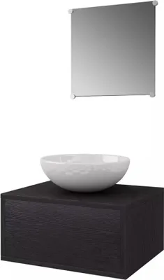Produktbild von vidaXL 3-tlg. Badmöbel-Set mit Waschbecken Schwarz