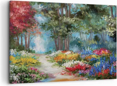 Produktbild von Bild auf Leinwand - Leinwandbild - Einteilig - Impressionismus Natur Wald - 100x70cm - Wand Bild - Wanddeko - Wandbilder - Leinwanddruck - Bilder - Wanddekoration - Leinwand bilder - AA100x70-4271