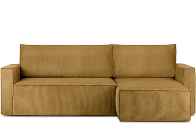 Obrázek produktu pro Konsimo levá/pravá rohová pohovka s funkcí spaní s područkami "NAPI", žlutá, manšestrová látka, Loft, 246x89x148 cm