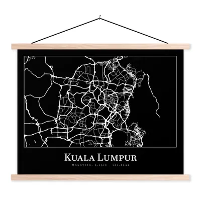 Produktbild von MuchoWow® Textilposter Stadtplan - Kuala Lumpur - Karte 40x30 cm mit holzfarbenen Rahmen - Bilder