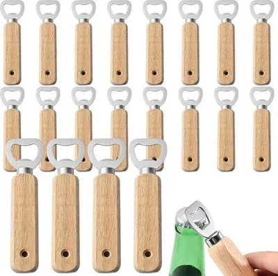 Image de Pilon en bois avec manche en bois - pratique pour la bière et le vin - lot de 20 pilons en bois pour la maison et au bar