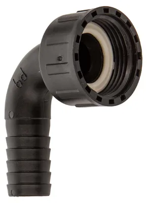 Produktbild von tecuro 90° Winkel-Schlauchtülle Ø 19 mm x 1 Zoll ÜWM mit EPDM-Flachdichtung, PP-schwarz