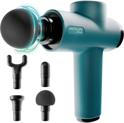 Productafbeelding van Beurer Antelope BOOM massagepistool met 4 opzetstukken, 5 intensiteitsniveaus, 3000 omwentelingen per minuut, compact en lichtgewicht, triggerpoint-massageapparaat voor spierherstel