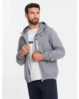 Imagen del producto de Chaqueta deportiva ligera para hombre, con forro de polar, color gris, talla L