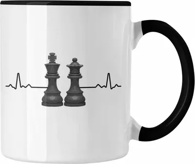 Produktbild von Trendation - Schach Geschenk Schachspieler Geschenkidee Tasse mit Schachfiguren Grafik Spruch (Schwarz)