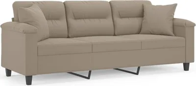 Produktbild von vidaXL 3-Sitzer-Sofa mit Kissen Taupe 180 cm Mikrofasergewebe