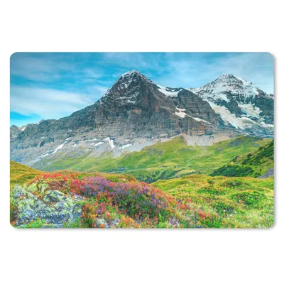 Produktbild von MuchoWow® Mauspad Mousepad Blumen - Berge - Schnee - Landschaft 27x18 cm - Mousepads - Maus Mat - Pad - Mausunterlage - Büroartikel - Desk Matten