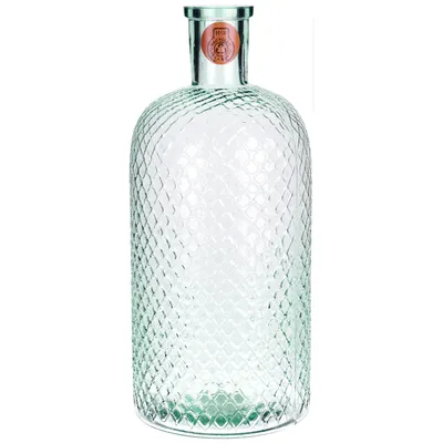 Produktbild von Dekoflasche hoch Ø18x41cm Glas geriffelt Türkis