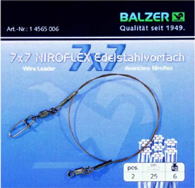 Produktbild von Balzer 7x7 Niroflex Wirbel Tonnenwirbel - 2 Stahlvorfächer, Größe/Tragkraft:45cm / 6kg