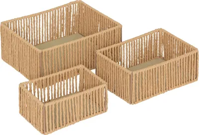 Produktbild von Atmosphera | Aufbewahrungskörbe Set - 3er Set - Naturfarben - Stilvoller Organisierer für Zuhause