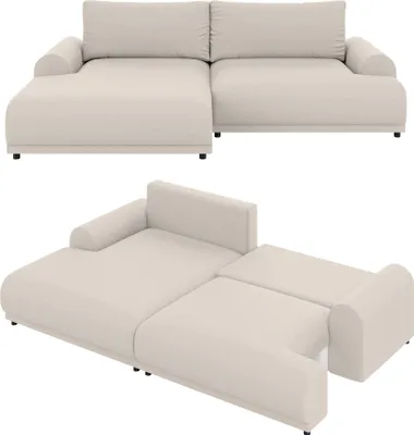 Produktbild von Ecksofa Lounge Schlaffunktion Bettkasten moderne L-Couch Ecke Links Beige / 21032