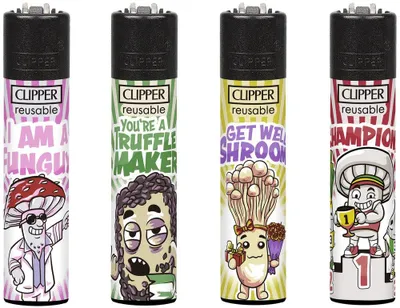 Zdjęcie produktu dla Zestaw 4 zapalniczek Clipper Shrooms