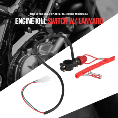 Immagine prodotto di 22 mm 7/8" Motocicletta Barca Motore fuoribordo Interruttore di arresto con cordino di legatura