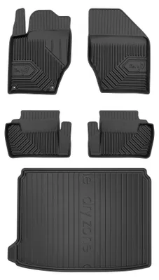 Productafbeelding van Rubberen automatten + kofferbakmat voor Citroën DS4 2011-2015 (hatchback) – 5-delig, zwart, op maat – Wielganizator