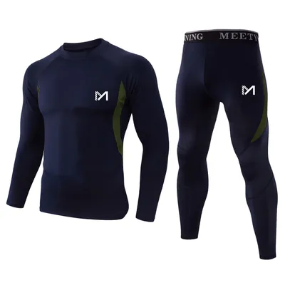 Produktbild von Thermounterwäsche Herren, Skiunterwäsche Winter Thermowäsche Set Funktionsunterwäsche atmungsaktiv Thermo Unterwäsche Thermounterhemd -Blau-XL