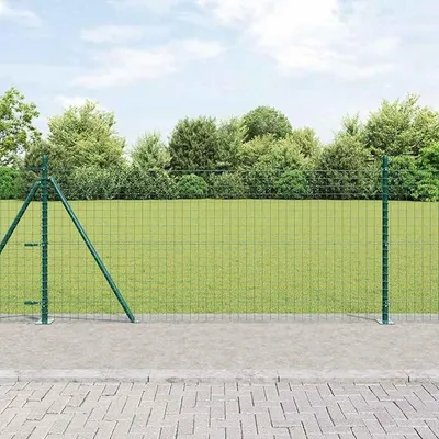 Produktbild von Zaunpfosten-Set mit Bodenplatten 7er Set Grün Beton, Metall, Zaunstangen Metallpfähle Stahlpfosten für Drahtzäune Gartenzaun Hof Hühnerstall Weidezaun Außenbereich42004286