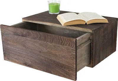 Produktbild von Wandregal Arlon, Schubladen-Regal, Shabby-Look Vintage, 21x46x30cm braun