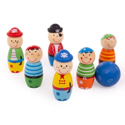 Immagine prodotto di Bigjigs Toys Pirati di legno con i birilli