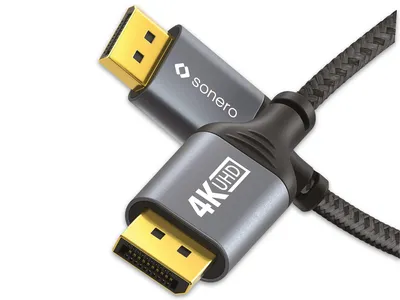 Image de Câble DisplayPort SONERO, mâle/mâle, 4K60, gris/noir, 2 m