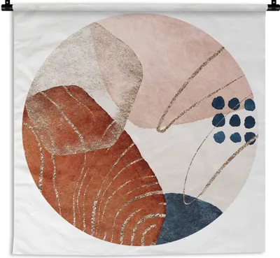 Produktbild von MuchoWow® Wandteppich Wandbehang Aquarell - Abstrakt - Gold 90x90 cm Tapisserie Dekoration Wandtuch - Wandaufhänger