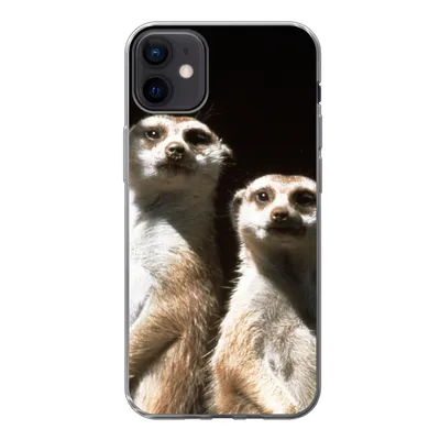 Produktbild von MuchoWow® Handyhülle Schutzhülle Hülle für iPhone 12 mini Schwarz - Erdmännchen - Tiere Silikon Softcase Handy Hülle - Bild