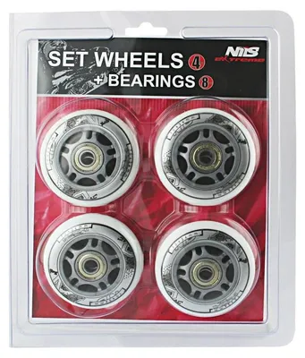 Produktbild von Weiße 70x24mm 82A Rollen (4) + ABEC-7 Kugellager (8) Set