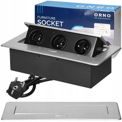 Produktbild von Orno OR-GM-9033/G Einbau-Steckdosenleiste 3-fach Silber