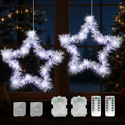 Fensterstern silber 20 LEDs warmweiß Fernbedienung 8 Modi