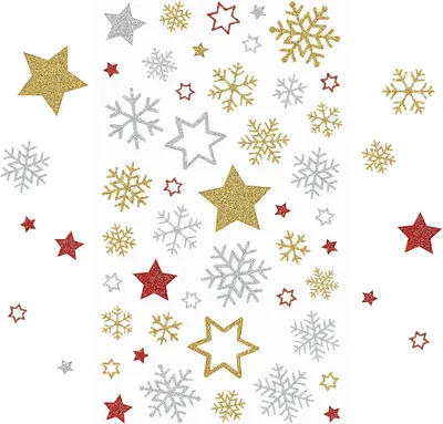 Image de Kesote Stickers de Noël Étoiles scintillantes Flocons de neige Étiquettes or argent rouge 230x
