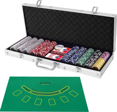 Obrázok produktu pre 500-dielna pokerová sada s žetónmi, kartami, kockami a puzdrom