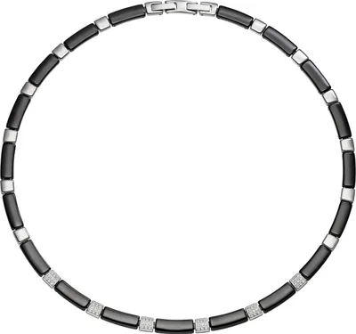 Produktbild von JOBO Collier Halskette aus schwarzer Keramik mit Edelstahl und Zirkonia 47 cm Kette