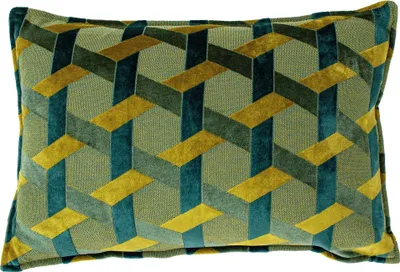 Image de Riva - Housse de coussin "Paoletti Delano Jacquard", velours RV2080 (60 cm x 40 cm) (Pétrole/Or)