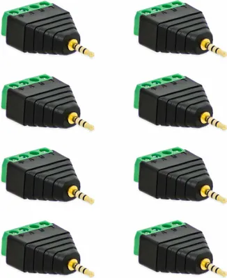 Produktbild von 8x Klinken Stecker 2,5 mm Adapter > Terminal Block 4-Pin Schraub Klemmen Vergoldet