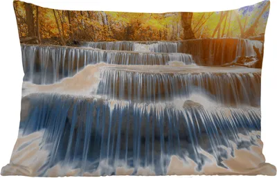 Produktbild von MuchoWow® Outdoor Kissen - Wasserfall - Natur - Bäume - Herbst - Landschaft - 50x30 cm - Wetterfest - Lounge Kissen - Sofa kissen - Wohnzimmer Dekoration