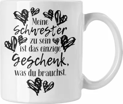Produktbild von Trendation - Beste Schwester Tasse Spruch Geschenkidee Geburtstag Schwester von Schwester Bruder (Weiß)