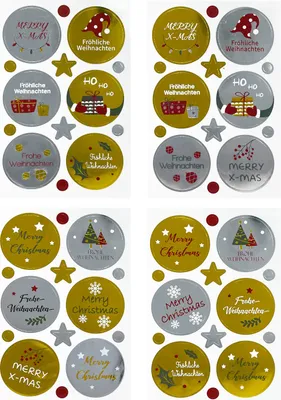 Produktbild von Oblique Unique 24 Weihnachtsgruß Sticker Frohe Weihnachten Aufkleber Deko für Weihnachten Weihnachtsdeko zum Basteln