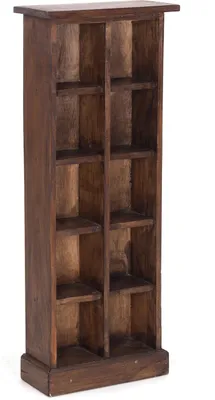 Produktbild von RUSTIKALES CD & BÜCHERREGAL NATURE | 94x36cm(HxB) Holzregal 10 Fächer | Farbe: 03 dunkelbraun