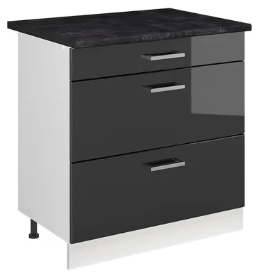 Immagine prodotto di Mobiletto base per cucina Vicco R-Line Antracite lucido/Bianco 80 cm con 3 cassetti piano di lavoro Antracite, Model 72328
